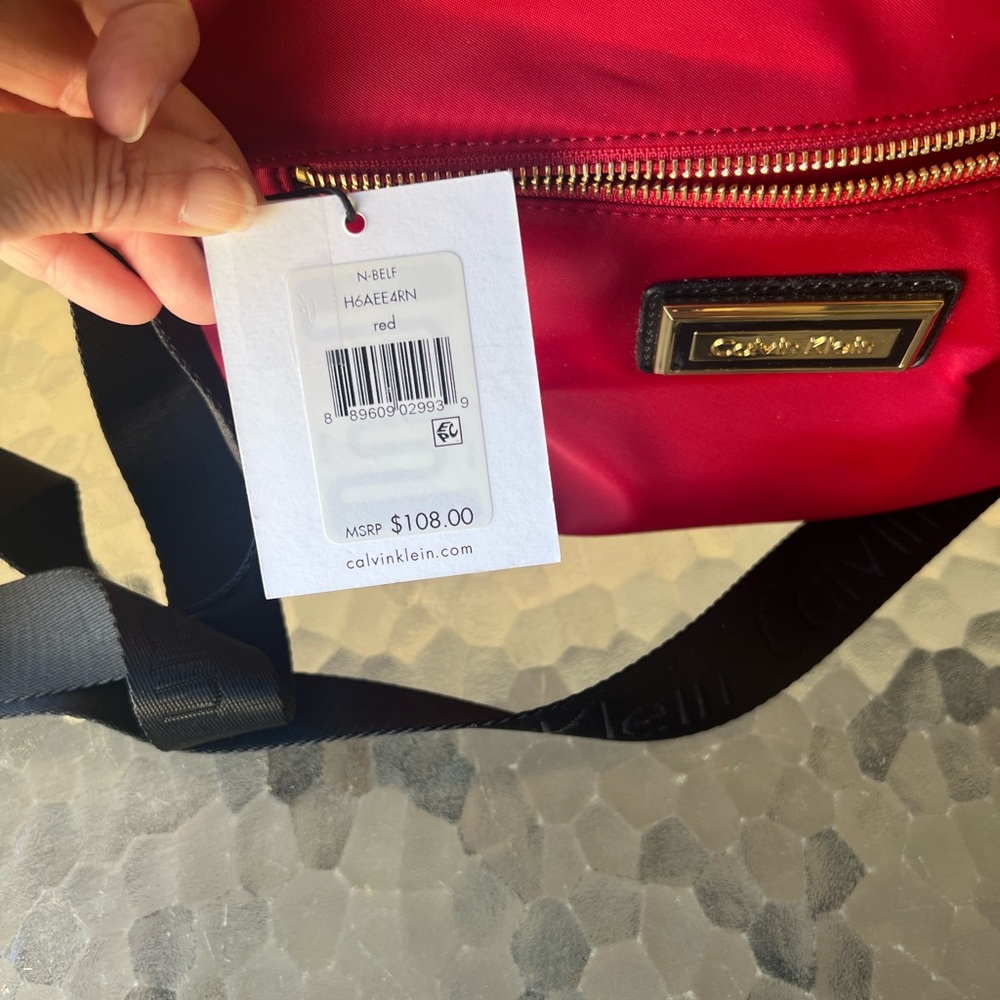 Calvin Klein Red Crossbody Bag with Gold Hardware